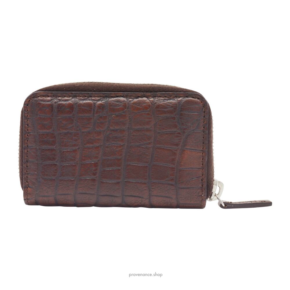 🔴 Gucci Compact Zip Wallet - Chocolate Crocodile Leather - Picture 2 of 9